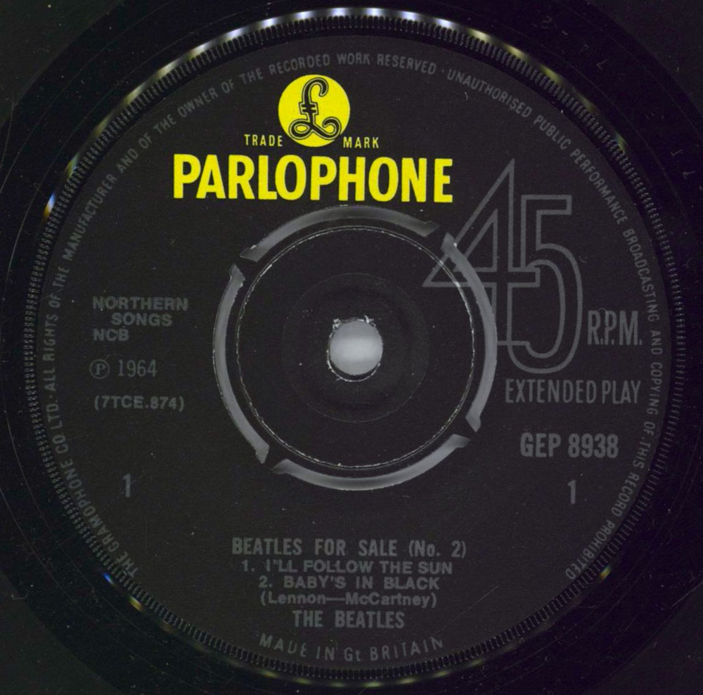 The Beatles Beatles For Sale (No 2) EP - 3rd UK 7" vinyl single (7 inch record / 45) BTL07BE724204