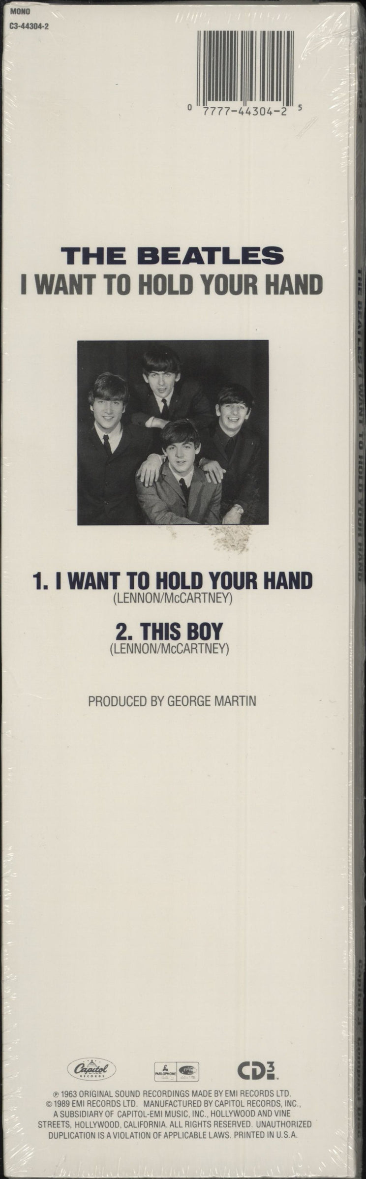 The Beatles I Want To Hold Your Hand - Sealed US 3" CD single (CD3) 077774430425