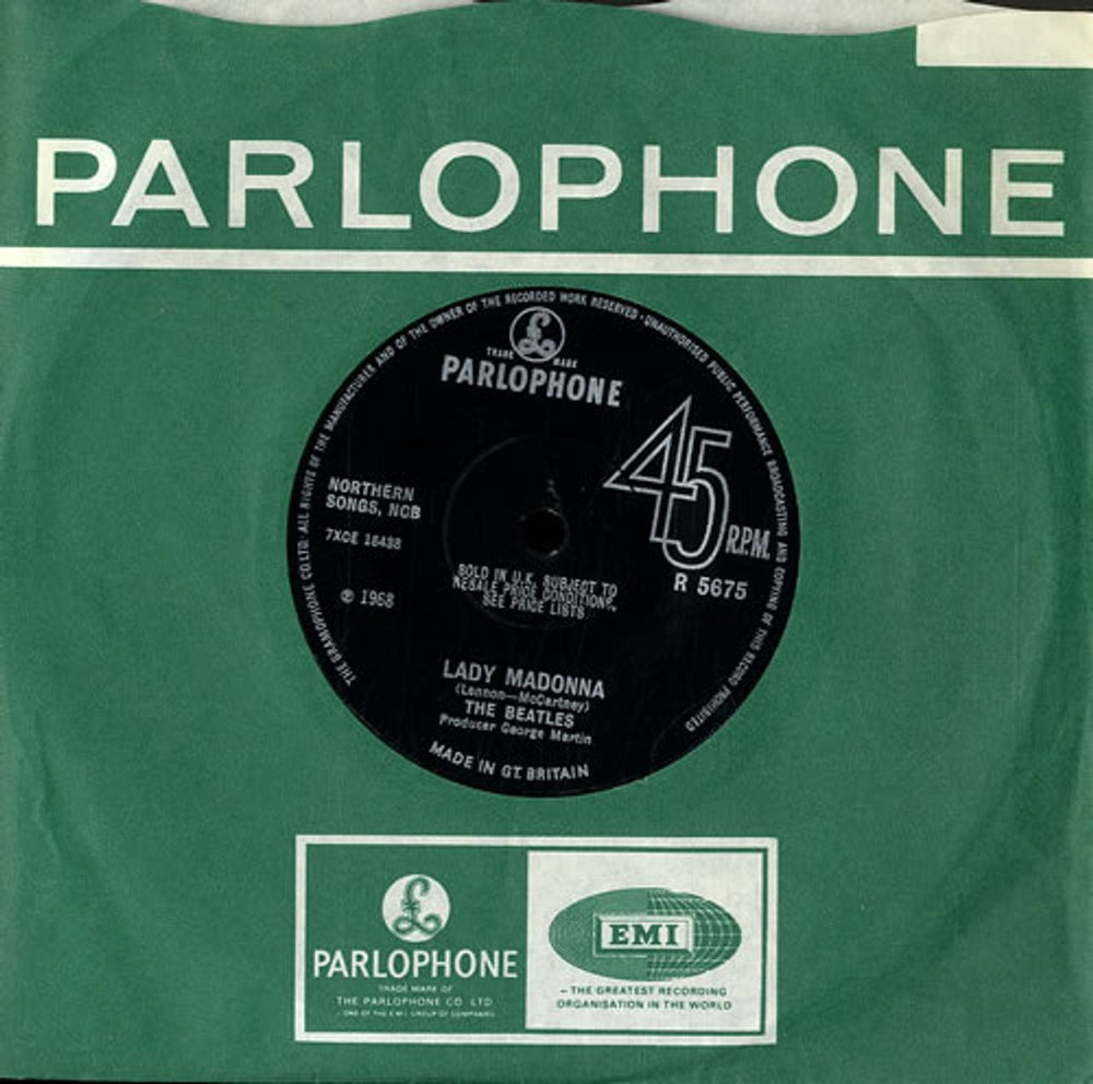 The Beatles Lady Madonna - Solid UK 7" vinyl single (7 inch record / 45) R5675