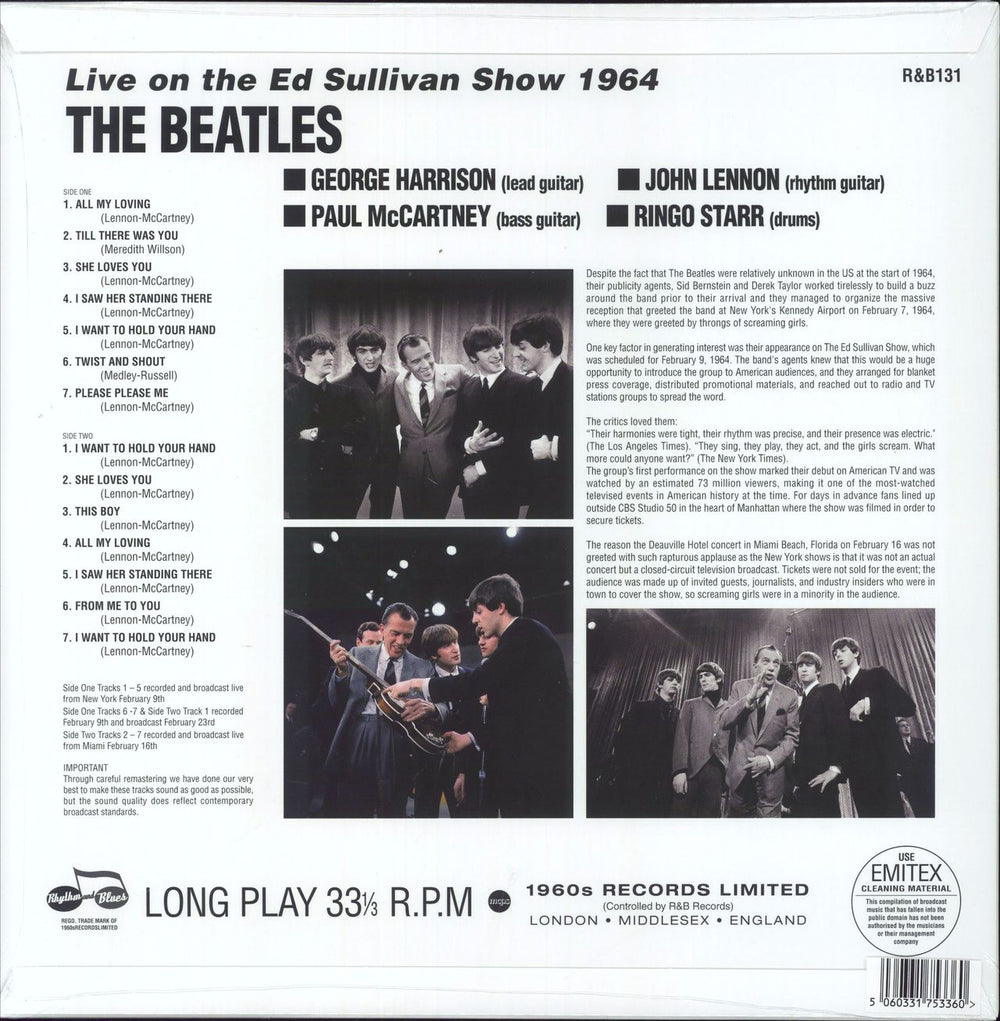 The Beatles Live On The Ed Sullivan Show 1964 - Sealed UK vinyl LP album (LP record) 5060331753360