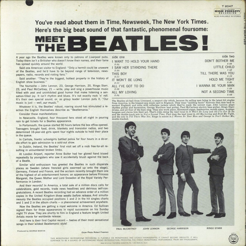 The Beatles Meet The Beatles - G.M. Credit US vinyl LP album (LP record)