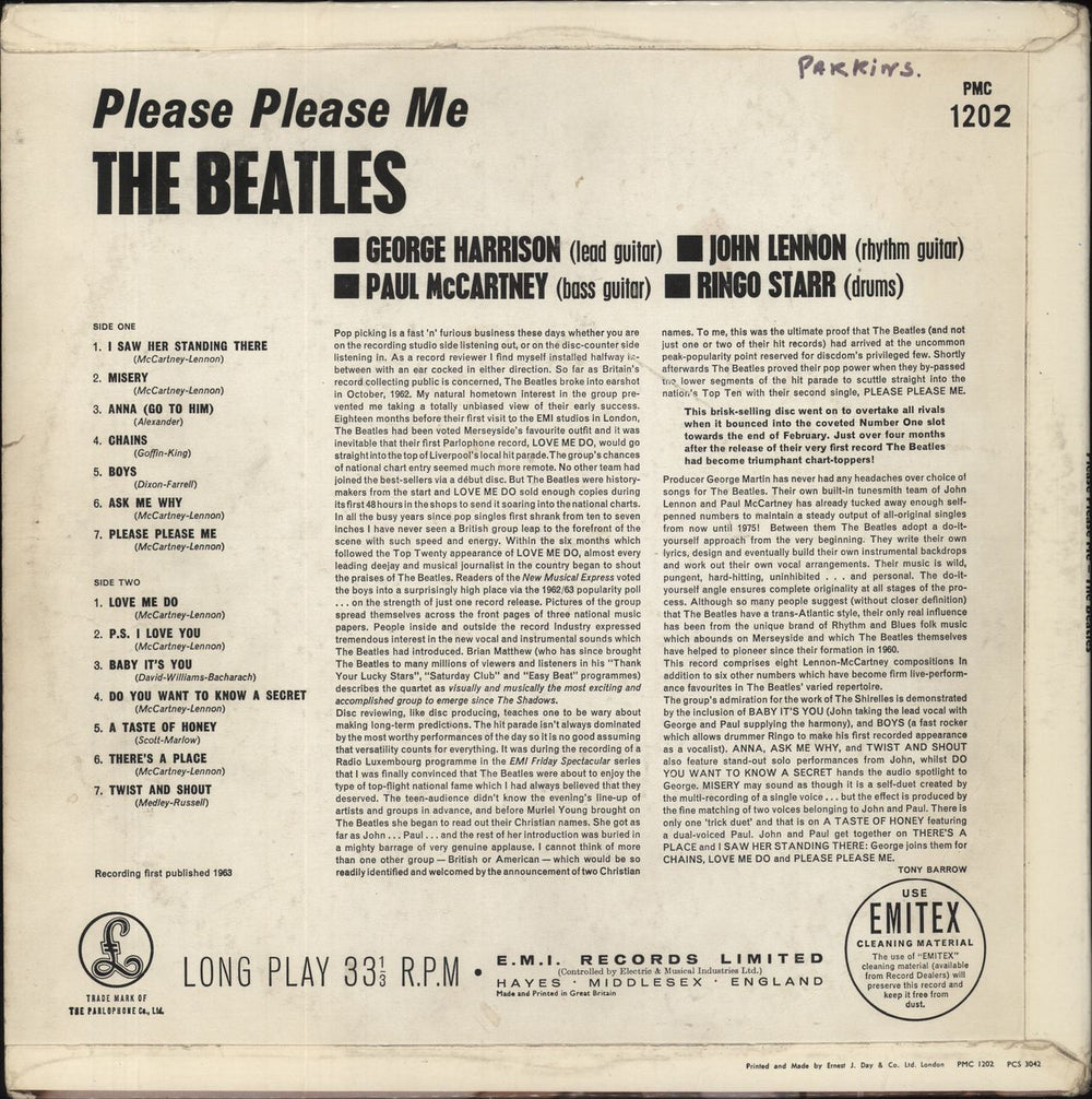 The Beatles Please Please Me - 5th EJD - VG UK vinyl LP album (LP record)