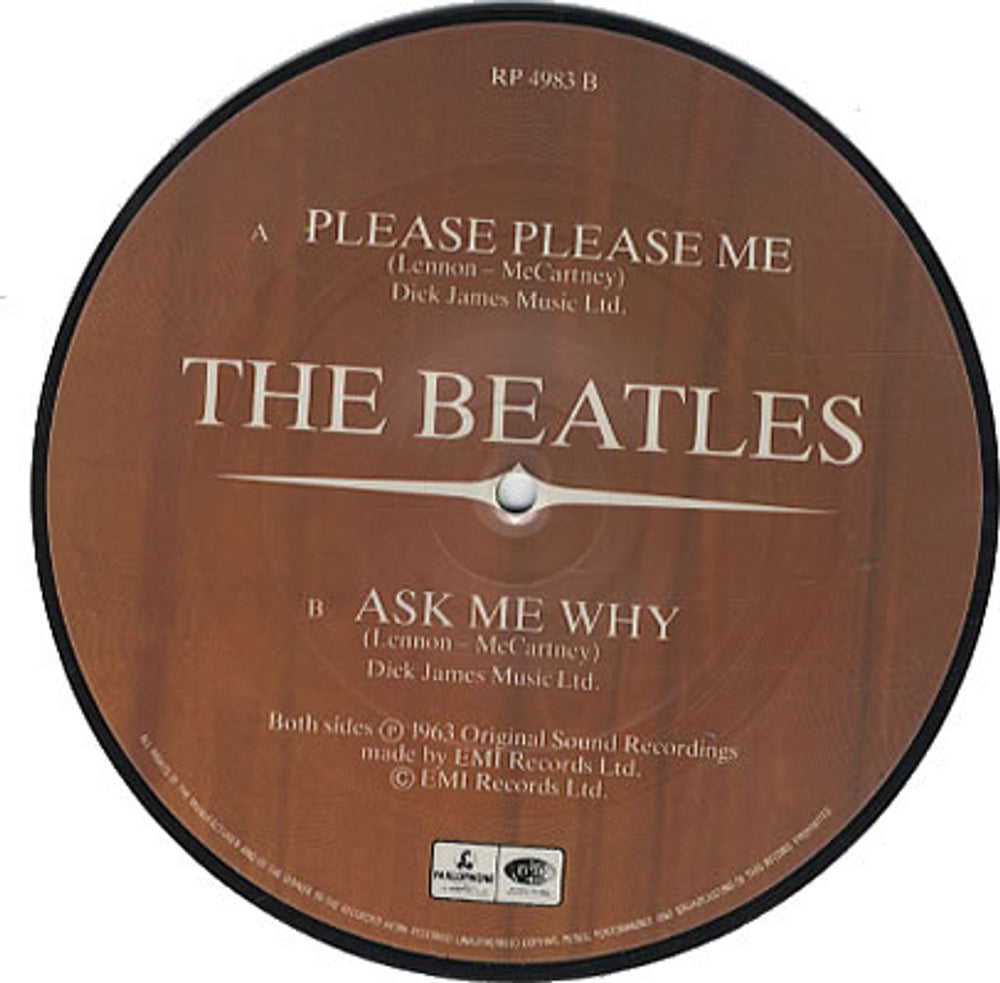 The Beatles Please Please Me UK 7" vinyl picture disc (7 inch picture disc single) BTL7PPL02377