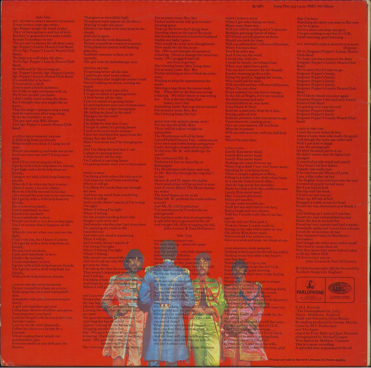 The Beatles Sgt. Pepper's - '4th Proof' - VG UK Vinyl LP