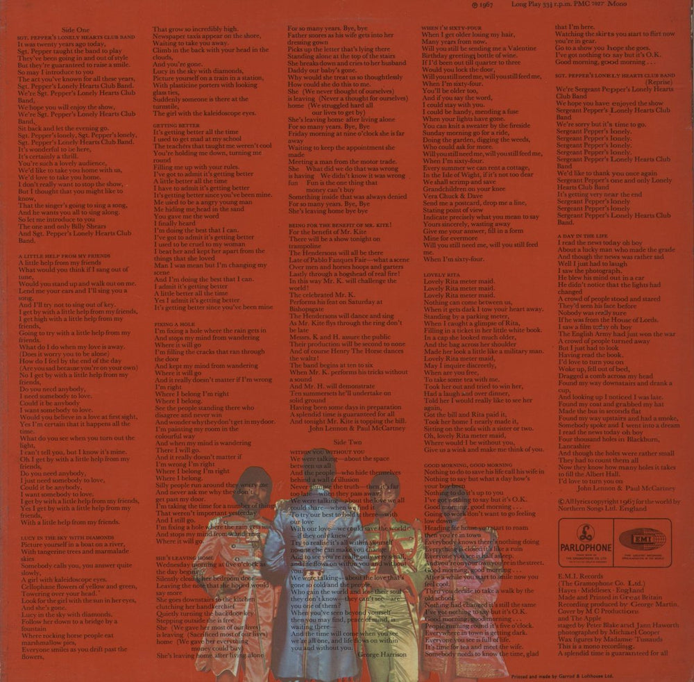 The Beatles Sgt. Pepper's - Wide Spine - VG+ UK vinyl LP album (LP record)