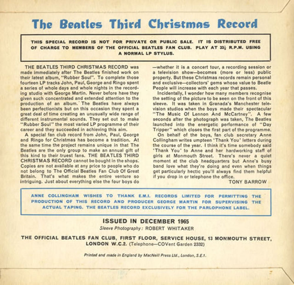 The Beatles The Beatles Third Christmas Record - WOC UK 7" vinyl single (7 inch record / 45) BTL07TH297608