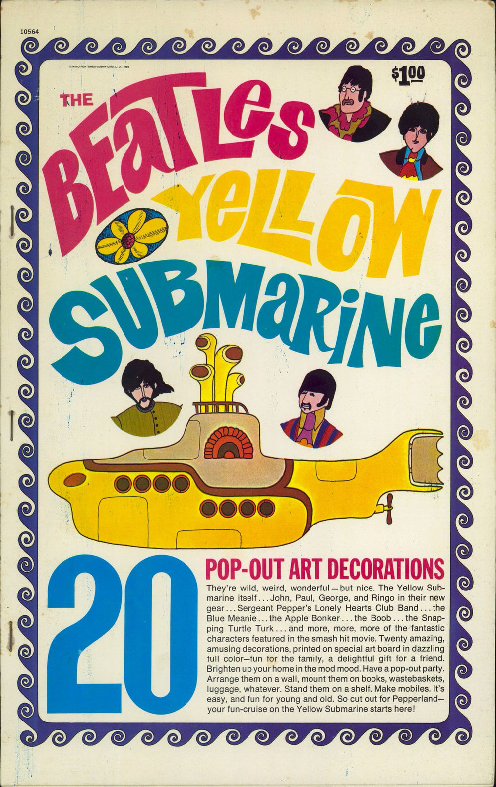 The Beatles The Beatles Yellow Submarine Pop-Out Art Decorations US book 10564