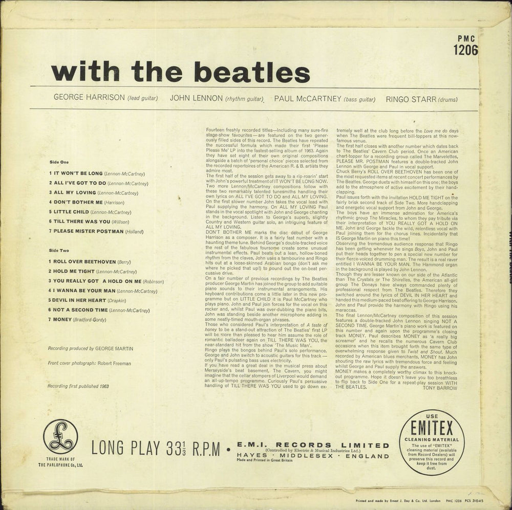 The Beatles With The Beatles - 2nd - EJD UK Vinyl LP — RareVinyl.com