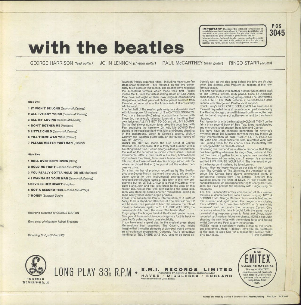 The Beatles With The Beatles - 2nd - EX UK vinyl LP album (LP record)