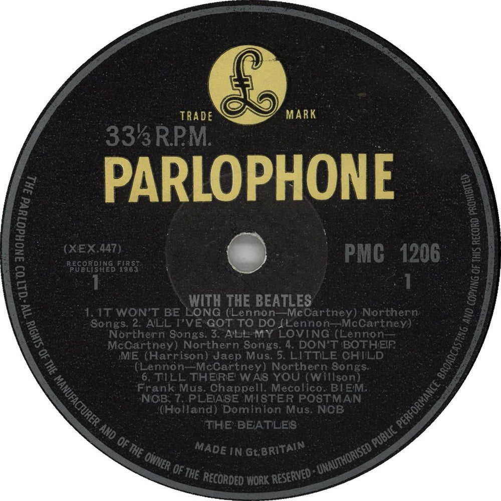 The Beatles With The Beatles - 2nd UK vinyl LP album (LP record) BTLLPWI249085