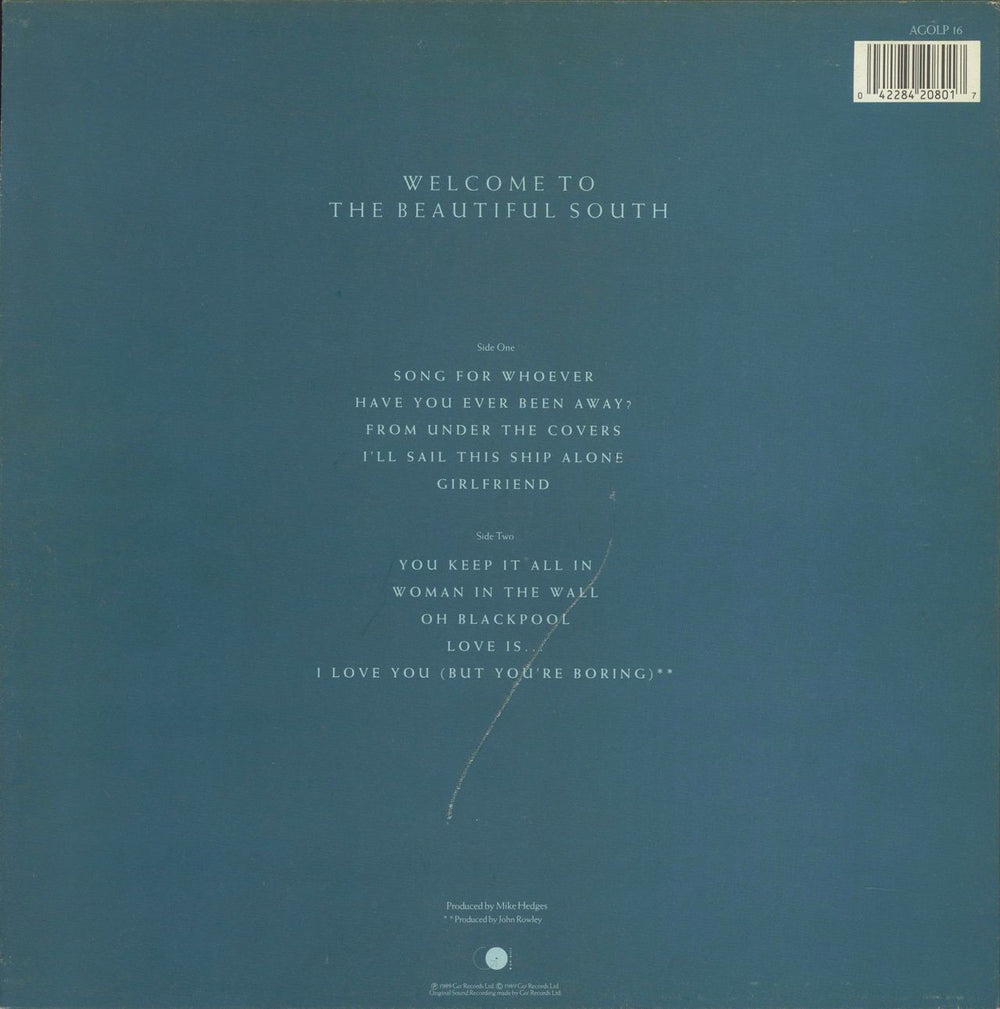 The Beautiful South Welcome To The Beautiful South - Withdrawn 'Gun' Sleeve - EX UK vinyl LP album (LP record) 042284208017