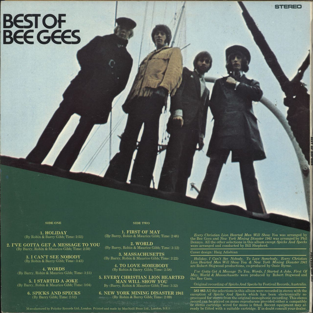 The Bee Gees Best Of Bee Gees UK vinyl LP album (LP record)