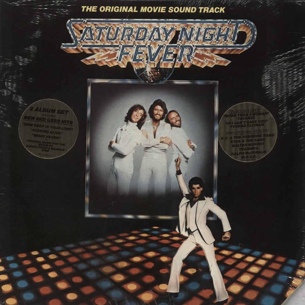 The Bee Gees Saturday Night Fever - stickered shrink US 2-LP vinyl record set (Double LP Album) RS-2-4001