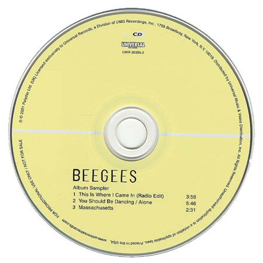 The Bee Gees This Is Where I Came In - Sampler US Promo CD single (CD5 / 5") BGEC5TH183897