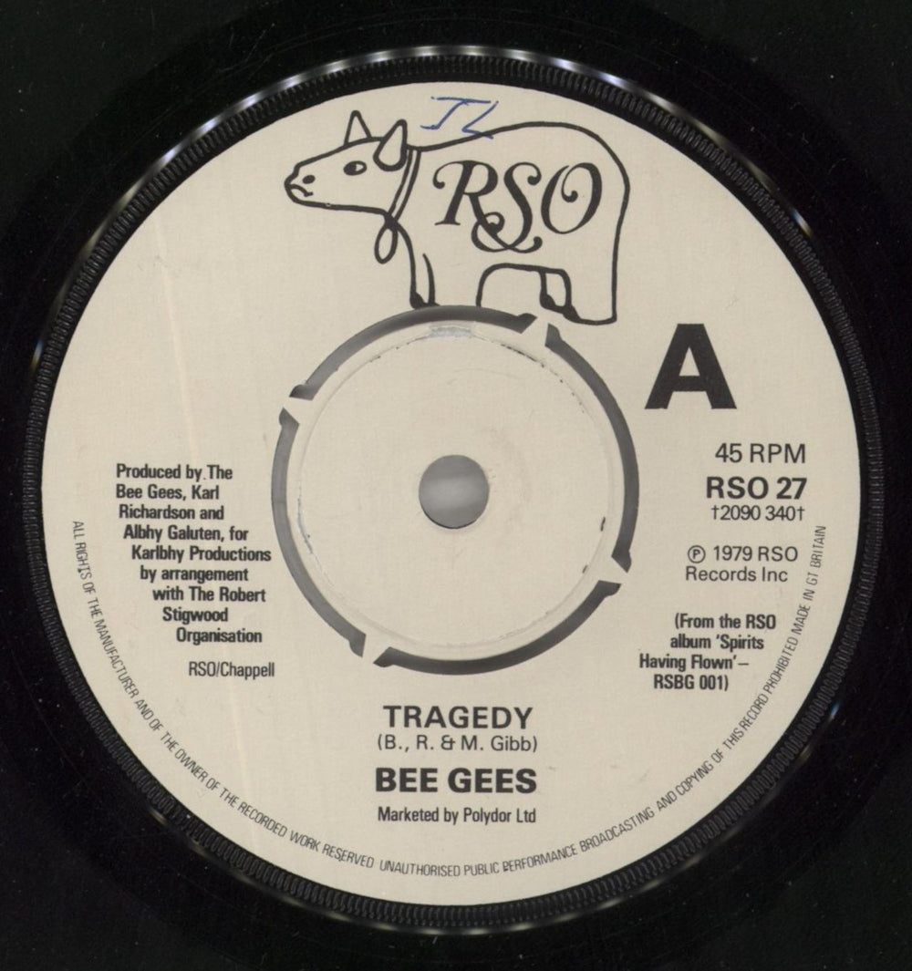 The Bee Gees Tragedy + Sleeve UK 7" vinyl single (7 inch record / 45) BGE07TR103021