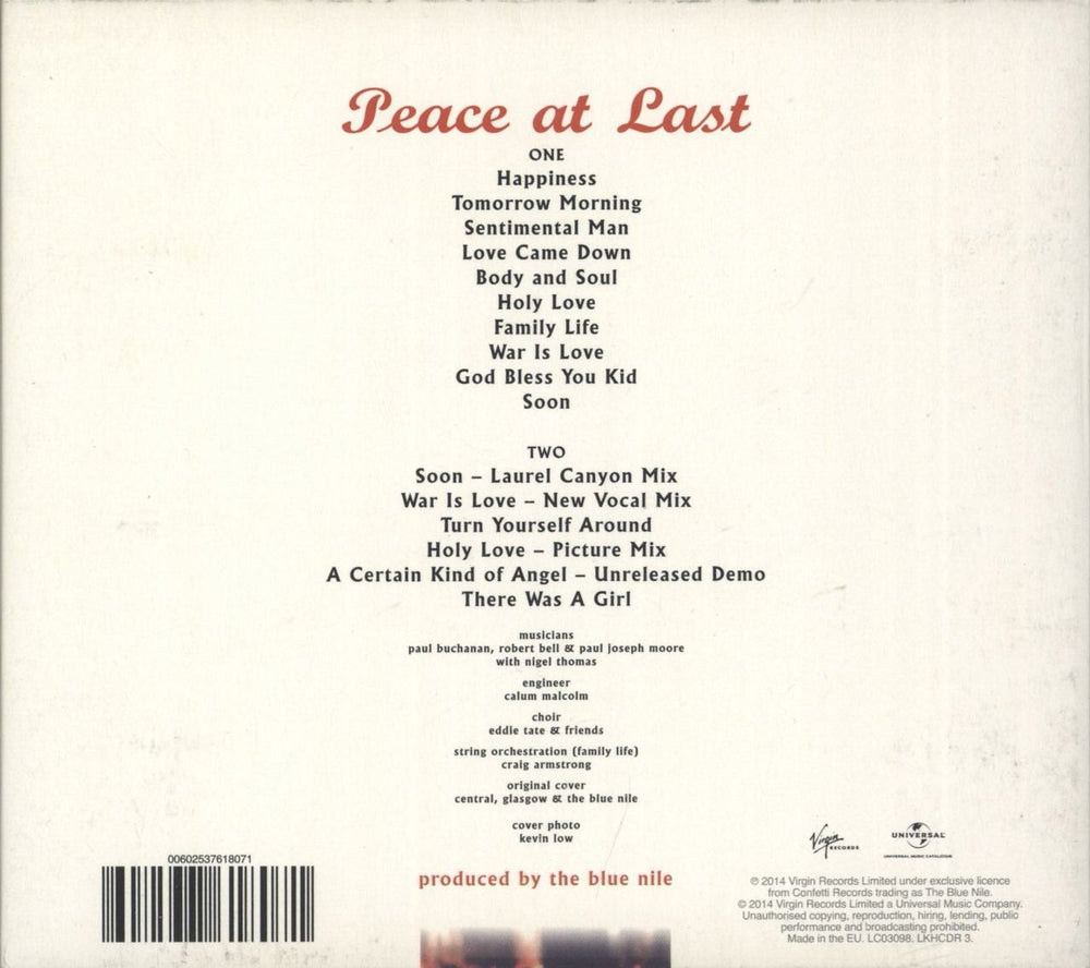 The Blue Nile Peace at Last - Remastered Collector's Edition UK 2 CD album set (Double CD) 602537618071