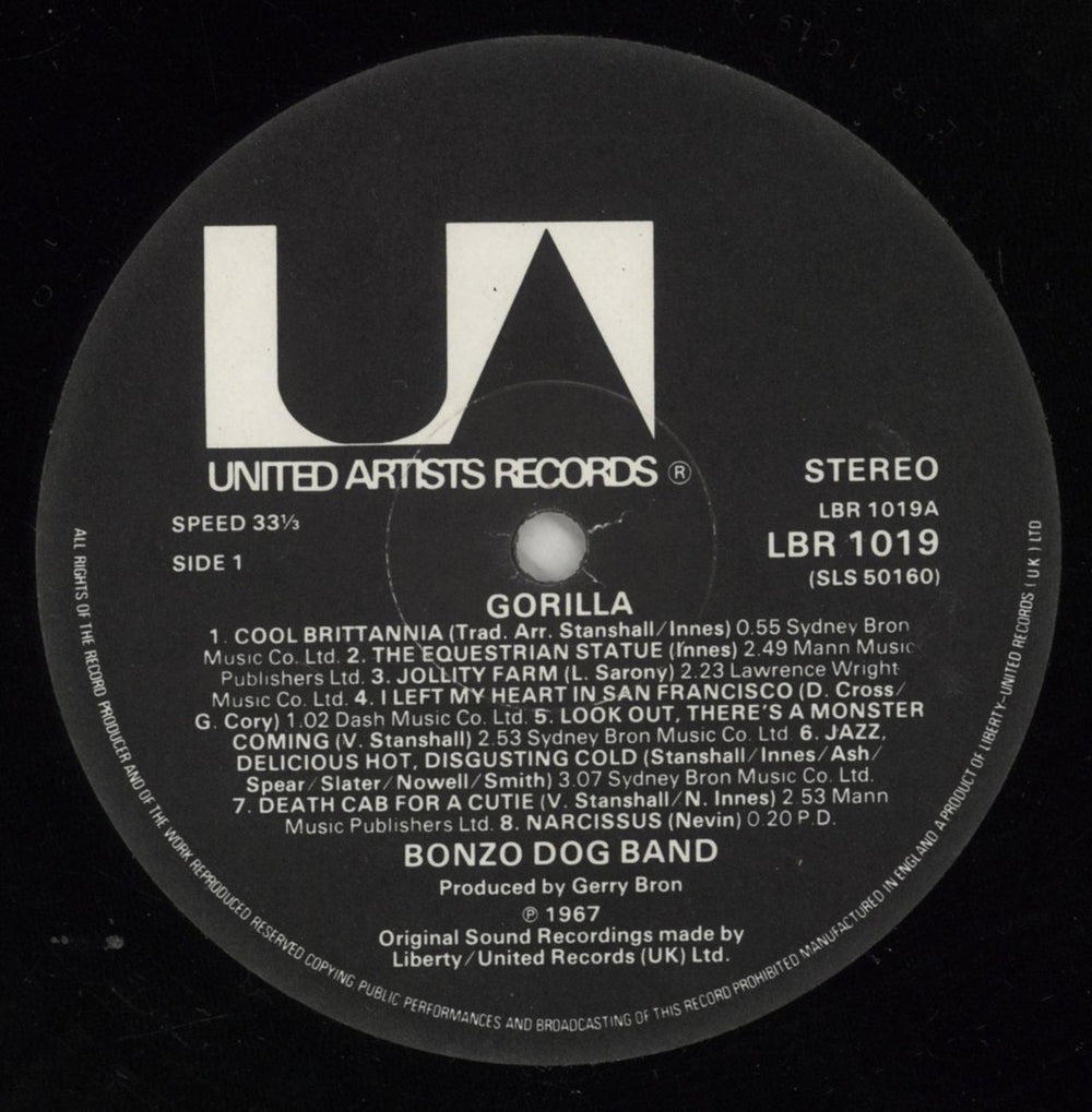 The Bonzo Dog Doo Dah Band Gorilla UK vinyl LP album (LP record) BDBLPGO444946
