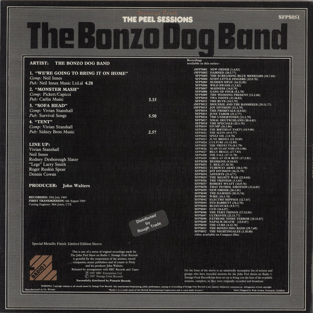 The Bonzo Dog Doo Dah Band The Peel Sessions UK 12" vinyl single (12 inch record / Maxi-single)