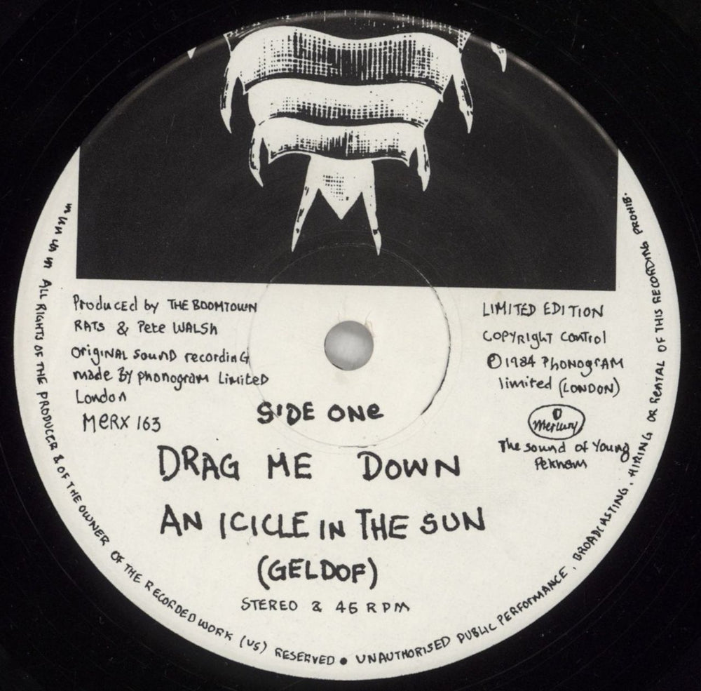 The Boomtown Rats Drag Me Down - 4-track UK 12" vinyl single (12 inch record / Maxi-single) RAT12DR709012