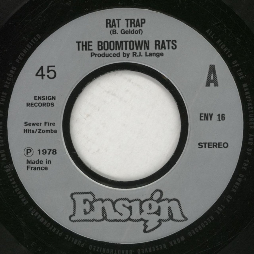 The Boomtown Rats Rat Trap + Picture Sleeve UK 7" vinyl single (7 inch record / 45) RAT07RA860491
