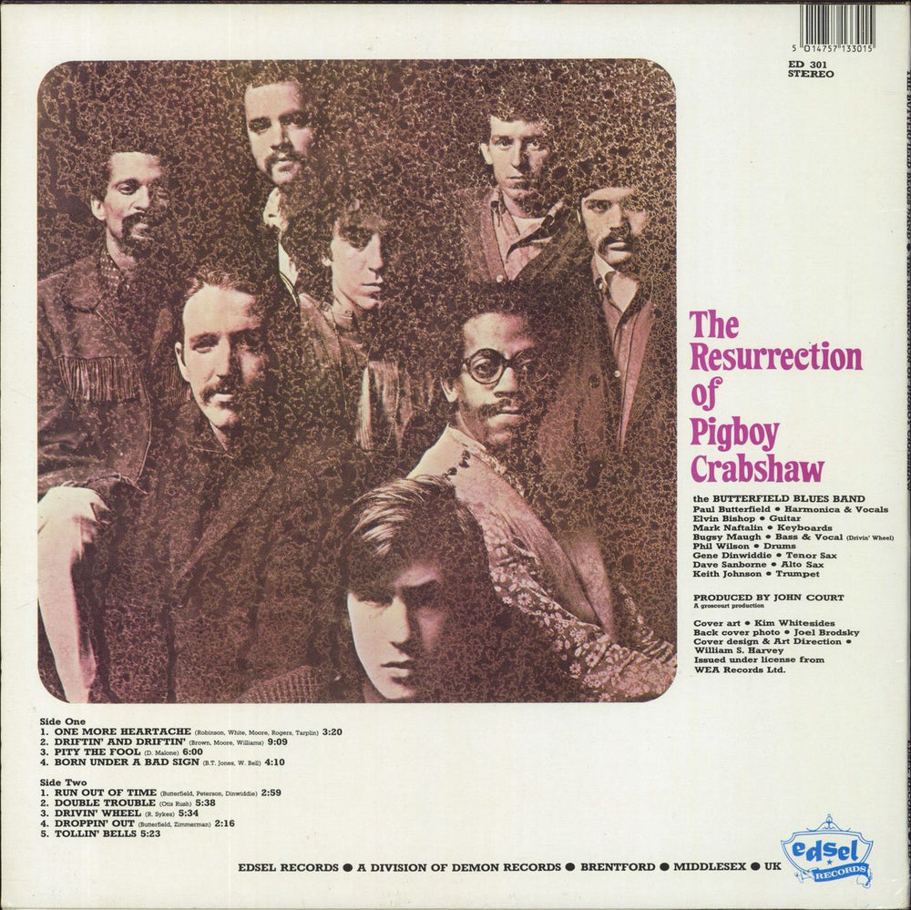 The Butterfield Blues Band The Resurrection Of Pigboy Crabshaw - Reissue UK vinyl LP album (LP record) 5014757133015