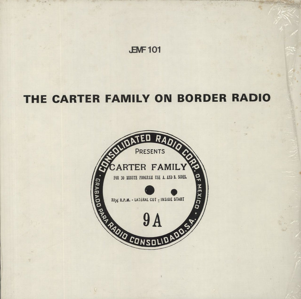 The Carter Family The Carter Family On Border Radio US vinyl LP album (LP record) JEMF101