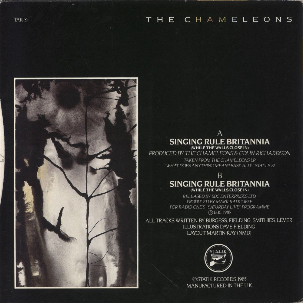 The Chameleons Singing Rule Britannia (While The Walls Close In) UK 7" vinyl single (7 inch record / 45)