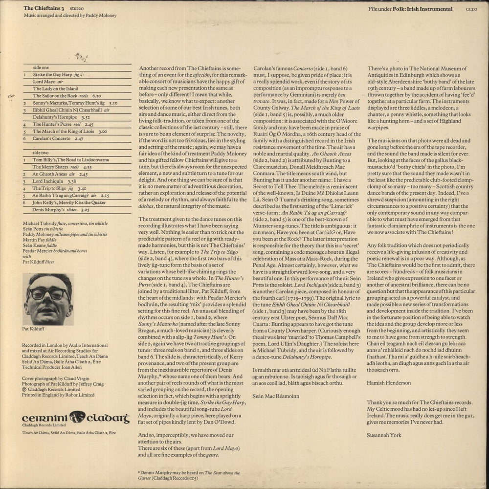 The Chieftains The Chieftains 3 - 1st Irish vinyl LP album (LP record)