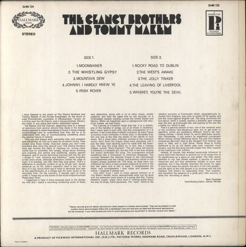 The Clancy Brothers & Tommy Makem The Clancy Brothers & Tommy Makem UK vinyl LP album (LP record)