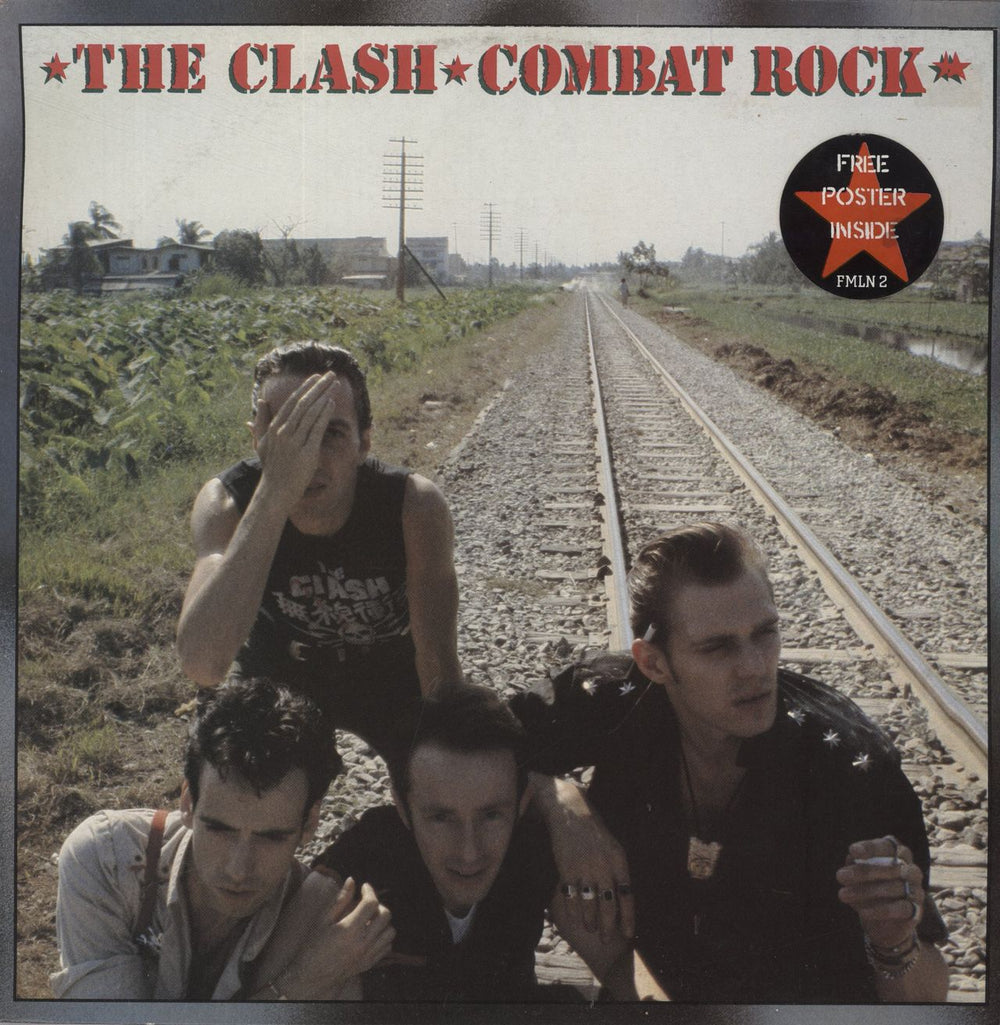 The Clash Combat Rock + Hype Sticker UK vinyl LP album (LP record) FMLN2