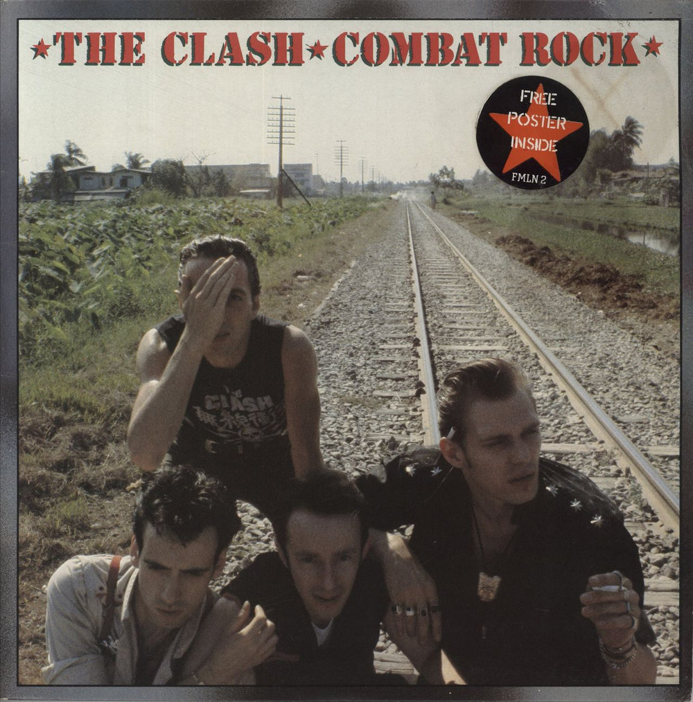 The Clash Combat Rock + Hype Sticker - VG UK vinyl LP album (LP record) FMLN2