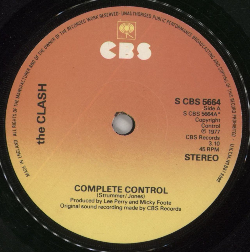 The Clash Complete Control - P/S UK 7" vinyl single (7 inch record / 45) CSH07CO106216