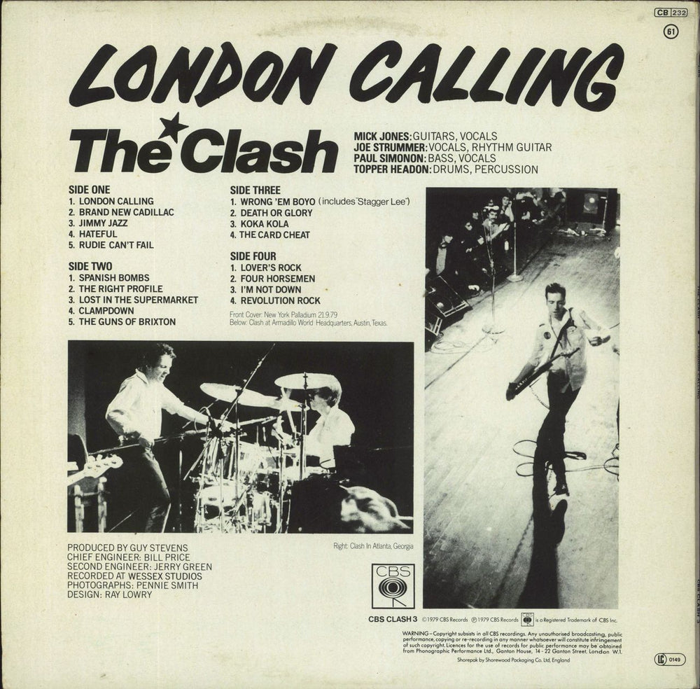 The Clash London Calling + Lyric Inserts - EX UK 2-LP vinyl record set (Double LP Album)