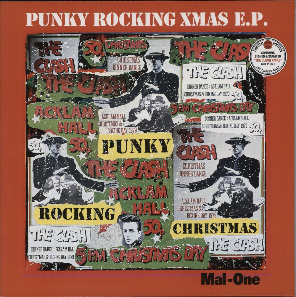 The Clash Punky Rocking Xmas EP - Half & Half coloured vinyl UK 12" vinyl single (12 inch record / Maxi-single) MAL-ONE12-005