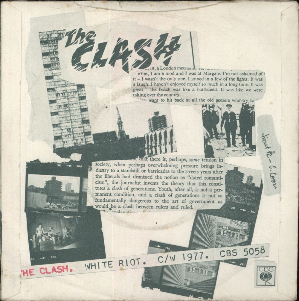 The Clash White Riot - 2nd - P/S - EX UK 7" vinyl single (7 inch record / 45)