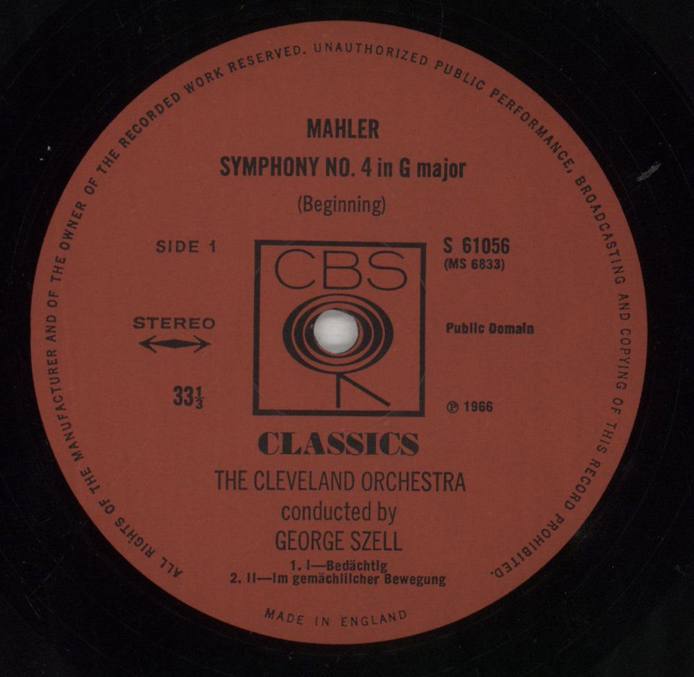 The Cleveland Orchestra Mahler: Symphony No. 4 UK vinyl LP album (LP record) WYJLPMA658885