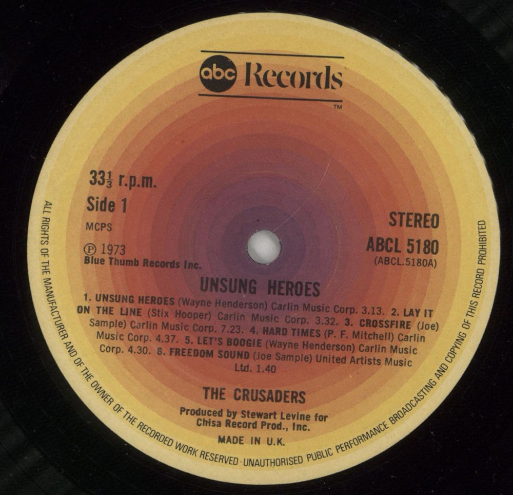 The Crusaders Unsung Heroes UK vinyl LP album (LP record) CDULPUN866499