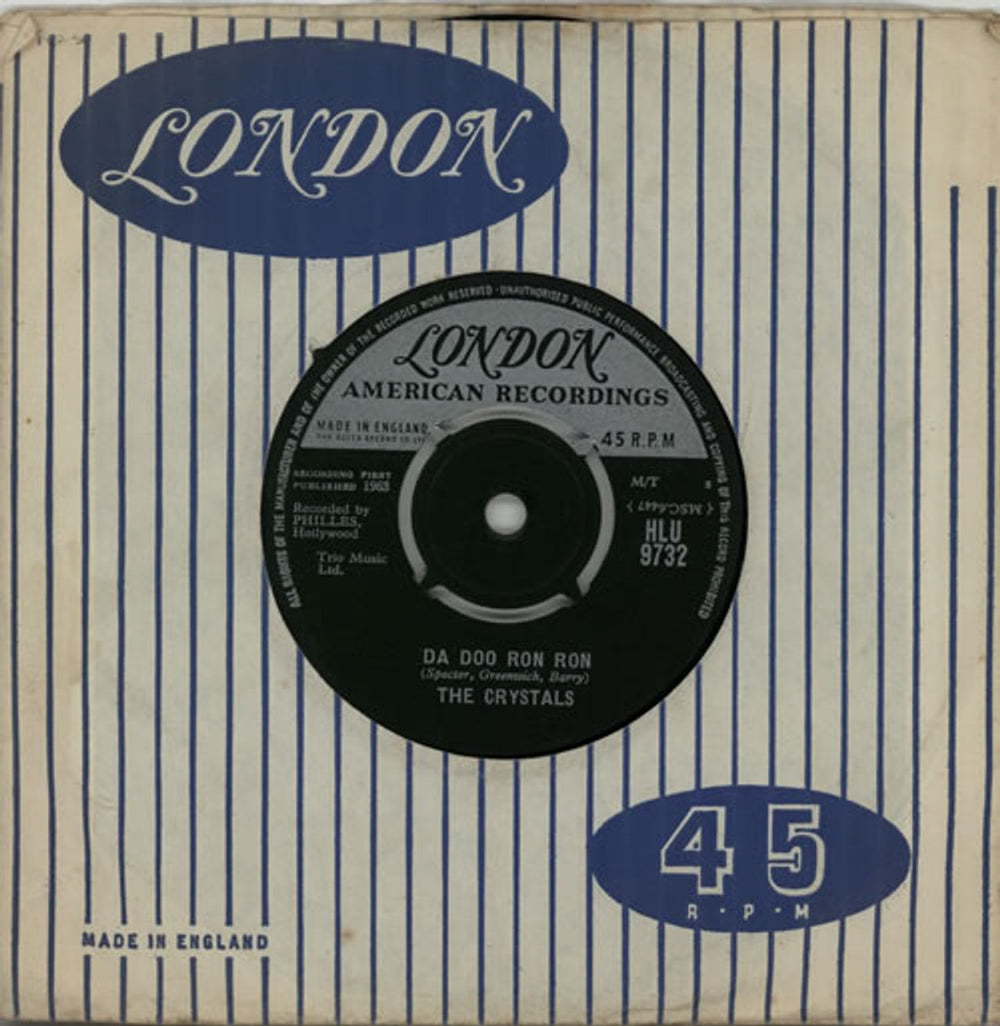 The Crystals Da Doo Ron Ron UK 7" vinyl single (7 inch record / 45) HLU9732