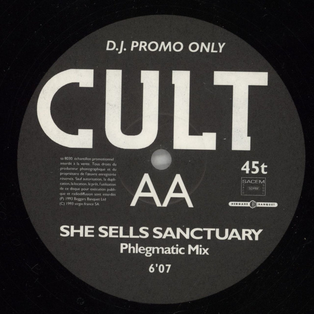 The Cult She Sells Sanctuary Mixes French Promo 12" vinyl single (12 inch record / Maxi-single)