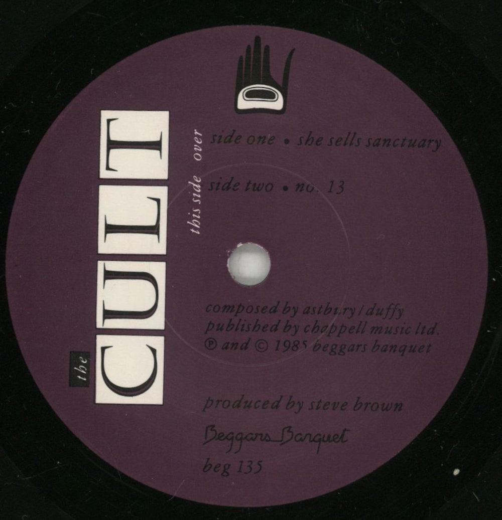 The Cult She Sells Sanctuary UK 7" vinyl single (7 inch record / 45) CLT07SH109847