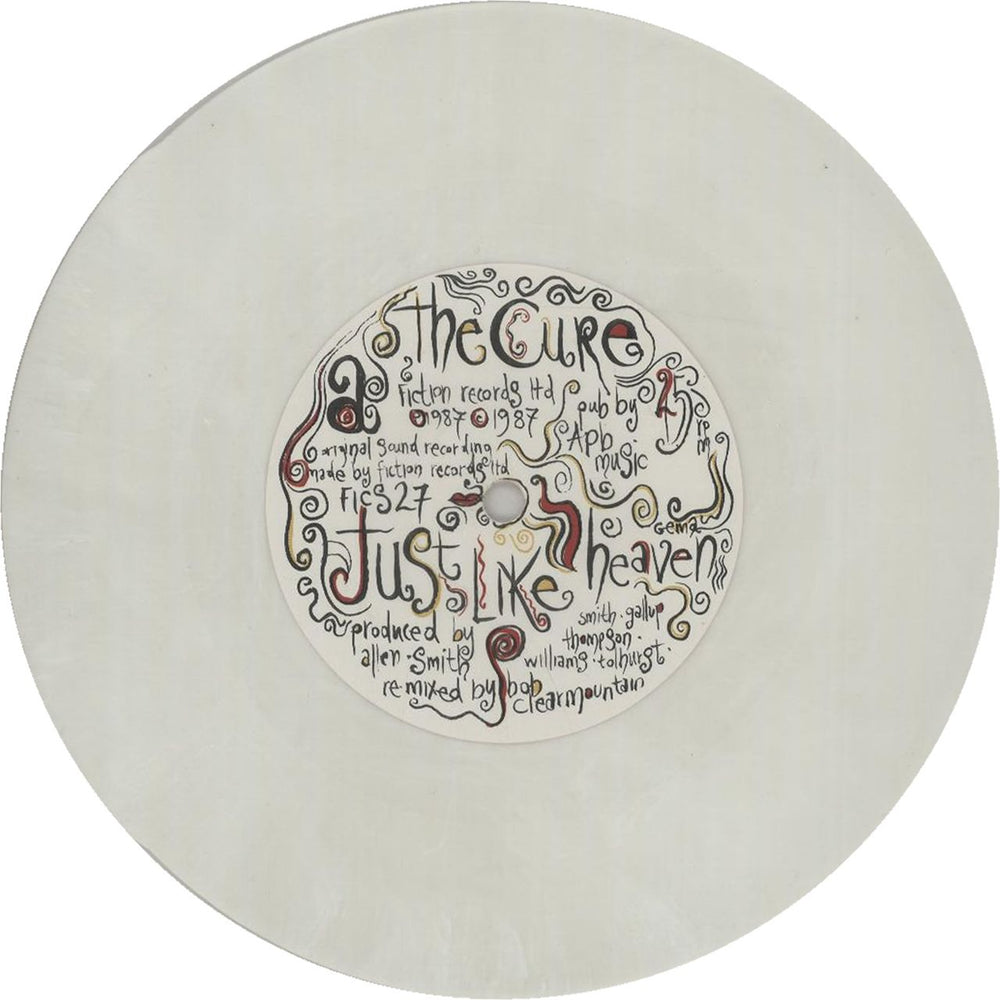 The Cure Just Like Heaven - White Vinyl - Numbered UK 7" vinyl single (7 inch record / 45) CUR07JU22051