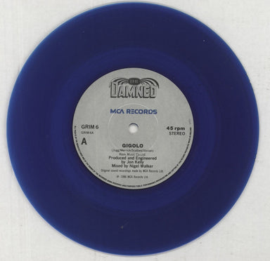 The Damned Gigolo - Blue Vinyl + Poster Sleeve UK 7" vinyl single (7 inch record / 45) DAM07GI372320