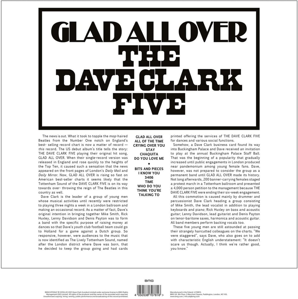 The Dave Clark Five Glad All Over - Remastered White Vinyl - Sealed UK vinyl LP album (LP record) 4050538707816