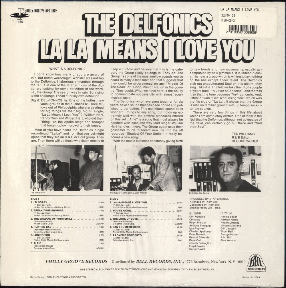 The Delfonics La La Means I Love You - 180gm Vinyl US vinyl LP album (LP record) 2010350008906