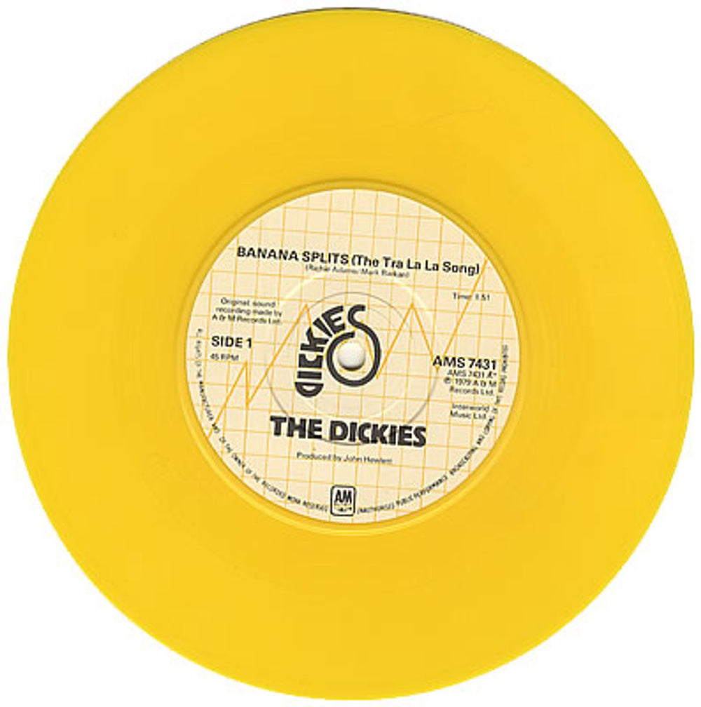 The Dickies Banana Splits - Yellow Vinyl UK 7" vinyl single (7 inch record / 45) DIC07BA115081