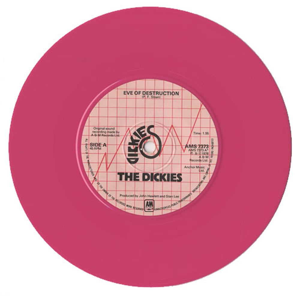 The Dickies Eve Of Destruction - Pink Vinyl UK 7" vinyl single (7 inch record / 45) DIC07EV115037