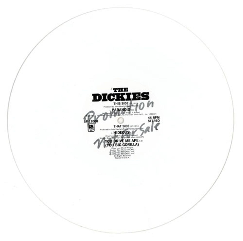 The Dickies The Dickies - Promotional Copy - White Vinyl - Shrink US Promo 10" vinyl single (10 inch record) DIC10TH313448