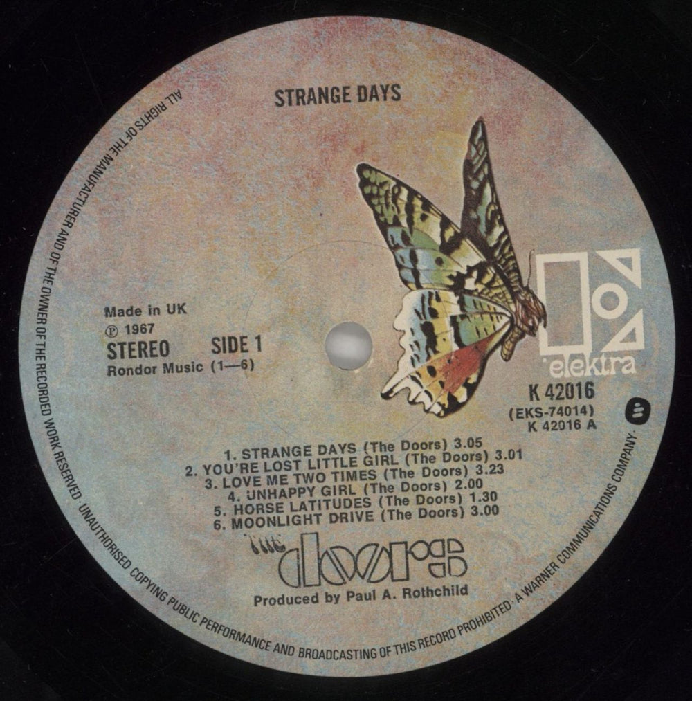 The Doors Strange Days - Butterfly Label UK vinyl LP album (LP record) DORLPST434841