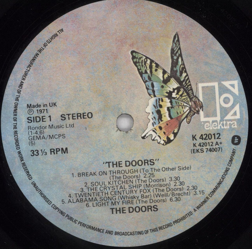 The Doors The Doors - Butterfly label - EX UK vinyl LP album (LP record) DORLPTH785657