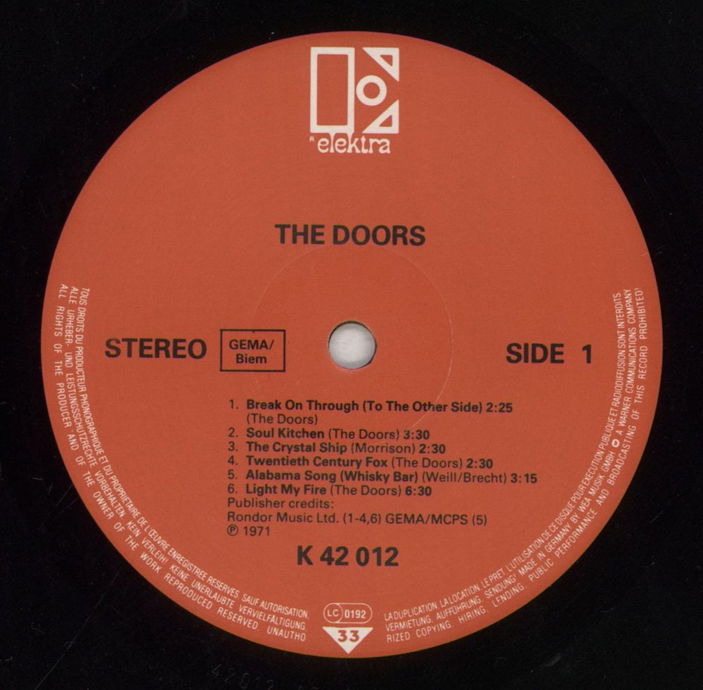 The Doors The Doors - Red - Barcoded German vinyl LP album (LP record) DORLPTH291262